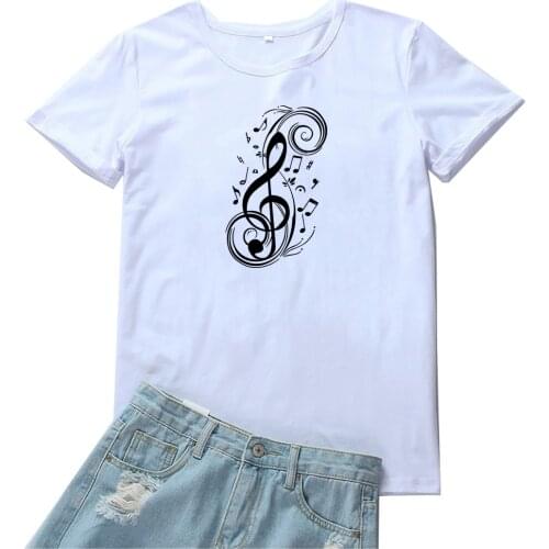 Personality Muisc Note Graphic Tee Women Funny Printing Pattern Women T Shirt Casual Round Neck Camiseta Mujer Goth Aesthetic