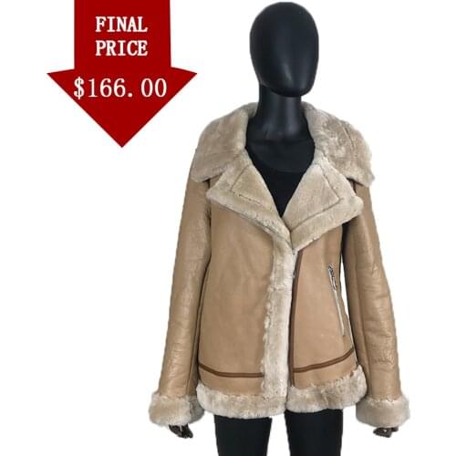 Fur Coats Jackets Real Sheepshin Brike Jacket 2020 Autumn Winter Women Casual Fashion New