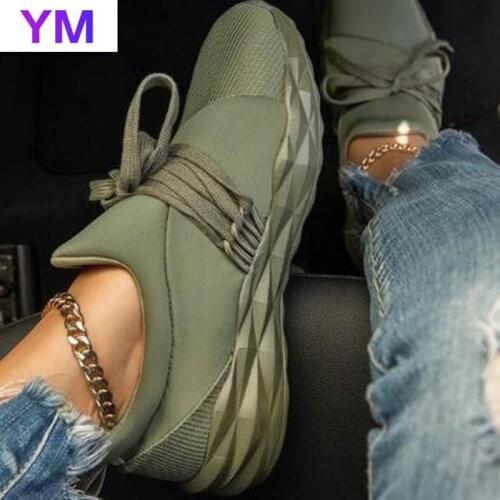 2020 Women Summer Sneaker Lace-Up Ladies Walking Running Shoes Round Toe Casual Breathable Non Slip Gym Sport Shoes for Female
