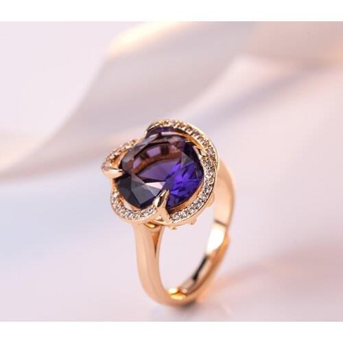 DIWENFU 14K Rose Gold Color Amethyst Gemstone Ring for Women Fine Anillos De Genuine 925 Sterling Silver Amethyst Anel Rings Box