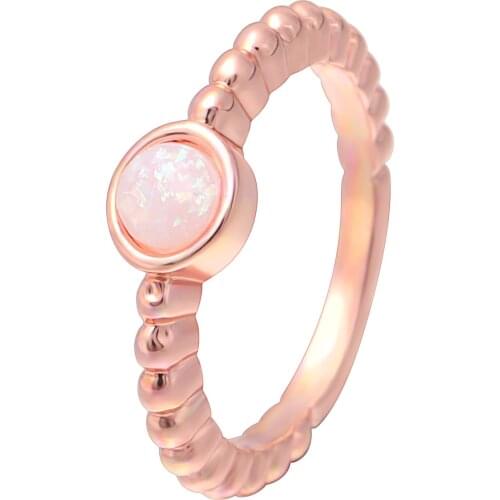 Pink Round fire Opal Oval Stone Luxury Rose Gold Color Wedding Ring For Woman Fashion Jewelry Elegant design deopshipping
