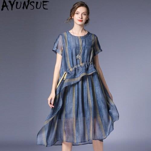 Spring Summer Woman Dress Elegant Korean Fashion Organza Striped Midi Dress Oversize Clothes Vestidos De Verano L-6828 KJ4818