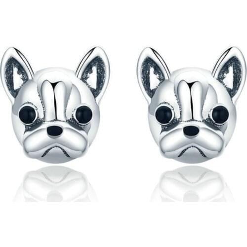 2021 New 1 Pair French Bulldog Metal Earrings Lovely Animal Ear Studs for Women Fashion Jewelry Gift 2020 trend