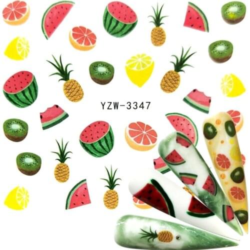 YZWLE 1 PC Watermelon Summer Fruit Drinking Stickers For Nails Manicure Nail Art Design Water Transfer Watermark Beauty Decals