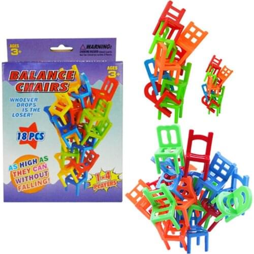 18Pcs/set Mini Stacking Chairs Game Block Balance Toy Parent Child Funny Interactive Game Kid Educational equipment