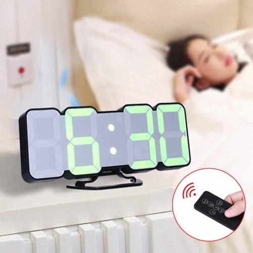 Alarm Clock 3D Remote Digital RGB LED Clock USB Powered Time/Temperature/Date Display 115-Color Changing Wall Desktop Clock