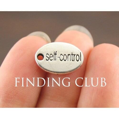 50 pcs Silver Color Self-control Letter Inspirate Charms DIY Metal Bracelet Necklace Jewelry Findings A1114