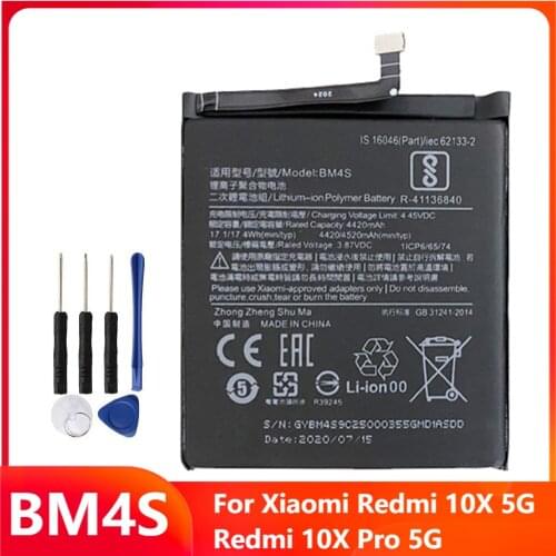 Xiao Mi Original Phone Battery BM4S For Xiaomi Redmi 10X 5G Redmi 10X Pro 5G Replacement Rechargable Batteries 4520mAh