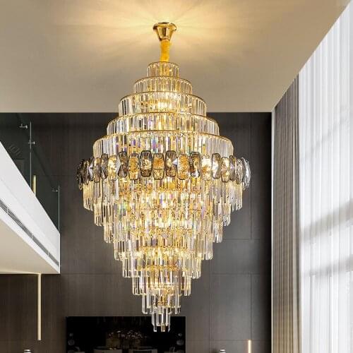 Large crystal chandelier hotel lobby decorative lights modern family villa living room lighting
