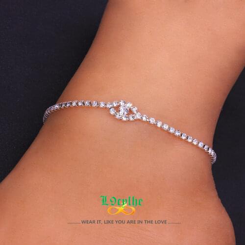 Iced Out Chain Crystal Evil Eye Anklets For Women Punk Jewelry Cubic Zirconia Tennis Leg Bracelets Hip Hop Enkelbandjes Sieraden