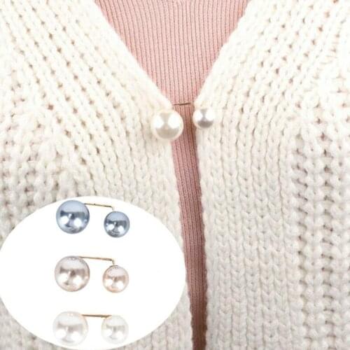 3Pcs Brooch Anti-glare Buckle Neckline Cardigan Pearl Buckle Pin Waist Artifact Safety Pin Fixed Clothes Decoration Waist Buckle
