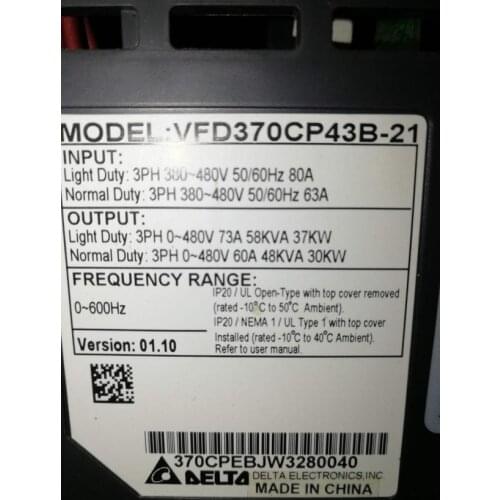 Delta inverter VFD-CP2000 VFD370CP43B-21 37KW380V brand new original