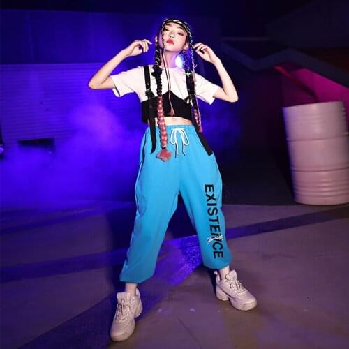 Children Hip Hop Dance Clothes Suit Girls Jazz Dancing School Performance Stage Wear Set Summer Catwalk Show Outfits VDB3630