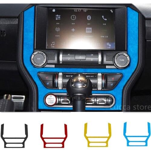 For Ford Mustang 2015-2020 Accessories suede Wrap Leather Car Central Control Panel Air Panel Cover Interior Moulding Trim