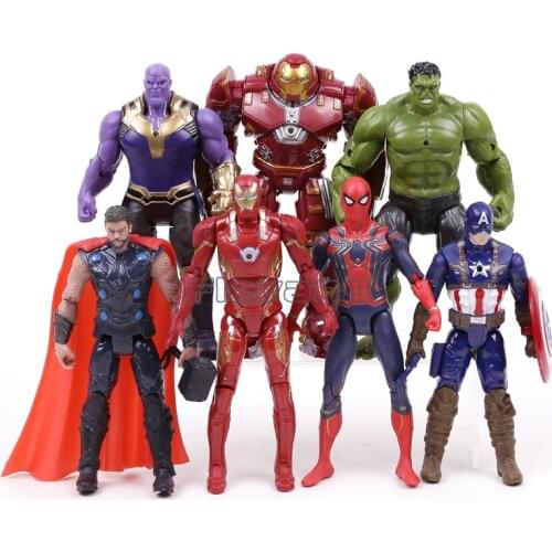 Avengers Infinity War Iron Man Captain America Hulk Thanos Spiderman Thor Hulkbuster PVC Action Figures Toys 7pcs/set