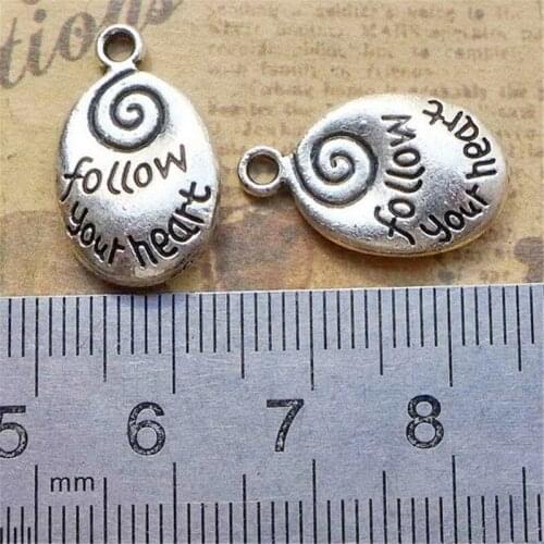 Follow Your Heart Charm Pendants Jewelry Making Finding DIY Bracelet Necklace Earring Accessories Handmade 5pcs