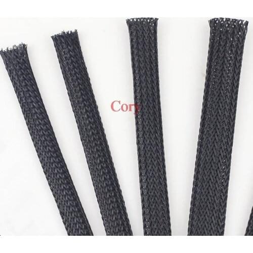 Cable Sleeve Black Insulated retractable PET Expandable Braided Protection flexible conduit Width 2/4/6/8/10/12/15/20/25mm