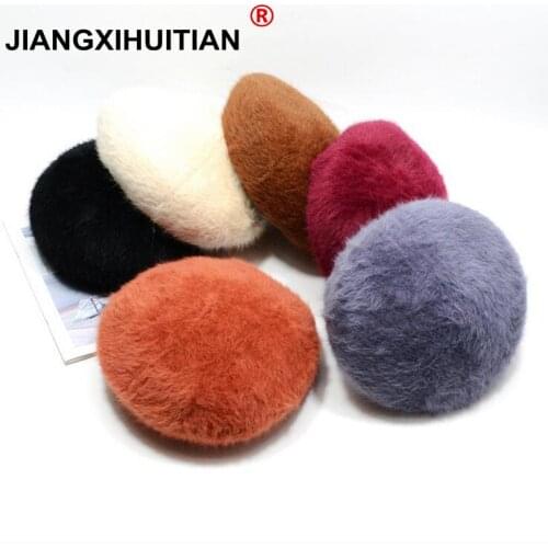 Jiangxihuitian women Plush mink cashmere Beret Ladies hand knitting hats Winter warm knitting cap free shipping