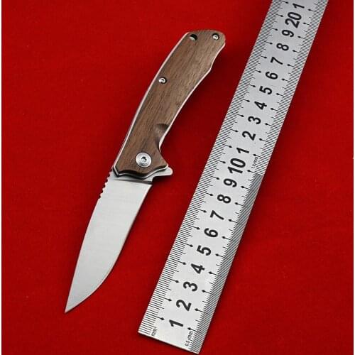 Pocket Knife 8CR14MOV Steel Folding Blade Outdoor Camping Hunting Survival Knife with Tactical Self Defense Walnut Handle Knives