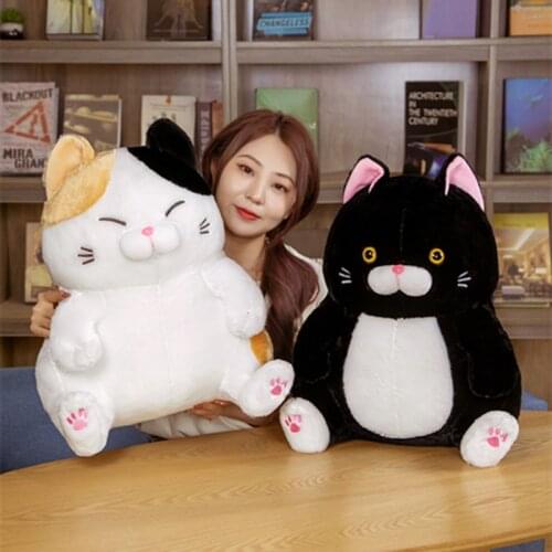 Kawaii Sitting Posture Fat Cat Plush Toy Lucky Cat Soft Stuffed Doll Chair Cushion Sofa Pillow Birthday Gift Home Decoration