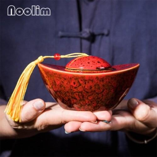 Ceramic Kiln Change Tea Caddy Small Ingot Sealed Cans Travel Portable Coffee Beans Candy Storage Tank Spice Jar Seasoning Box