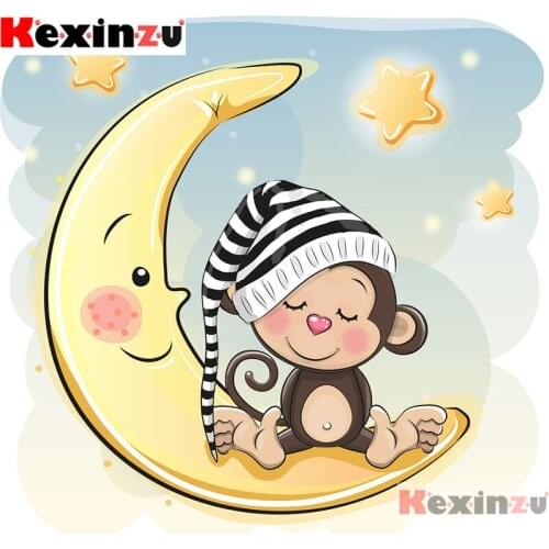 Kexinzu Full Square Drill 5D DIY Diamond Painting"Moon monkey boy"3D Embroidery Rhinestone Cross Stitch 5D Home Decor K099