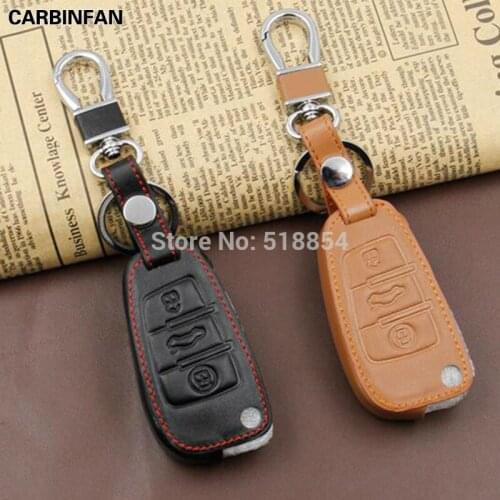 Leather Car Styling Key Cover Case For Audi Sline A3 A5 Q3 Q5 Q7 A6 C5 C6 A4 B6 B7 B8 TT 80 S6