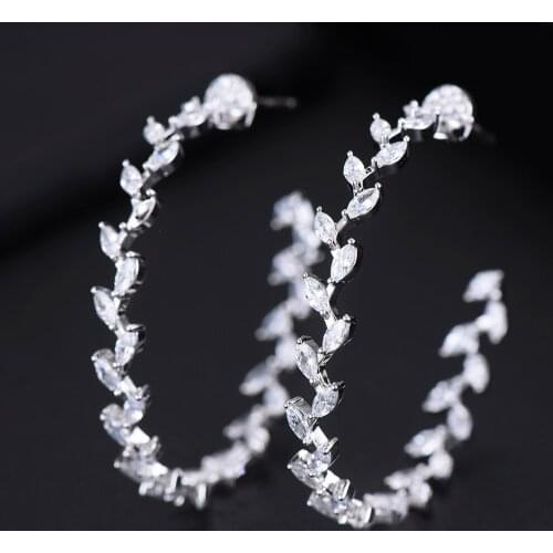LARRAURI Trendy Retro Round Hoop Statement Earrings Big Circle Cubic Zircon Party Hoop Earrings For Women Wedding Jewelry