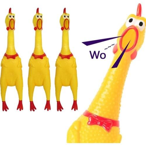 17cm Small Funny Vent Pinch Toys Screaming Chicken Rubber Rooster Tricky Joke Stress Reliever Attract Dog Pet Toys For Children
