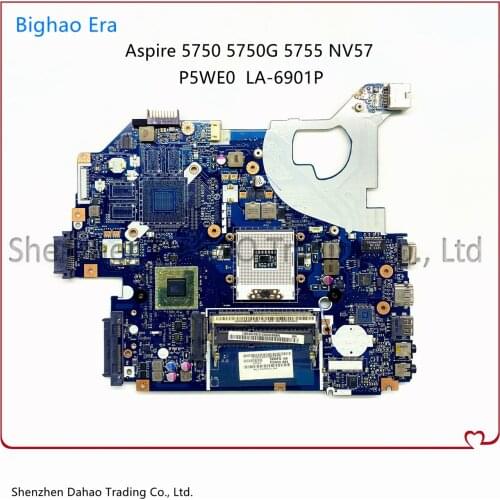 For Acer Aspire 5750 5750G 5755 5755G Laptop Motherboard P5WE0 LA-6901P Main Board With HM65 Chip 100% Fully Tested MBR9702003