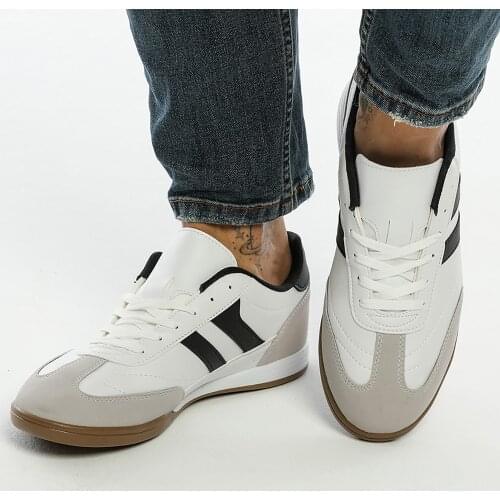 Mens Sneakers Casual Mens Running Shoes Artificial Leather White Color Lace-Up Normal Mold Casual Sports Walking Shoes Tennis Light Base Comfortable Flexible Fashion Orthopedic Breathable Letoon Futsal 226
