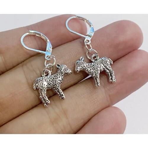 New alloy cute sheep earrings female cute animal earrings girls wholesale jewelry Antique Silver Color Sheep wholesale