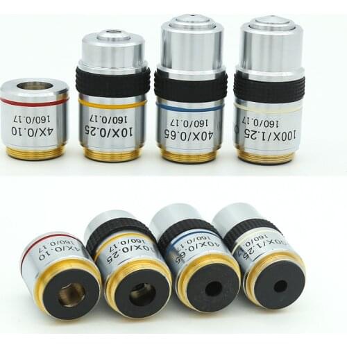 High Quality Microscope Objective 4X 10X 40X 100X Biological Microscope Objectives Lens Achromatic lens Accessories