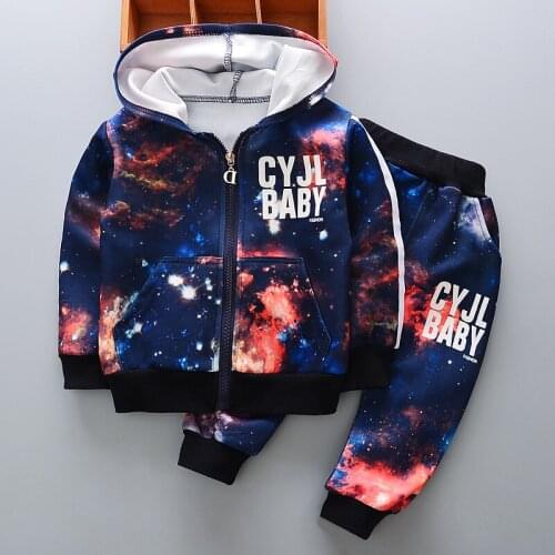Baby girl clothes 2018 new boy long-sleeved sweatshirt girl spring set childrens star pattern hooded sweater suit