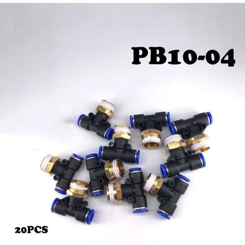 PB10-04 20Pcs/Lot pneumatic quick quick connector thread T type three links