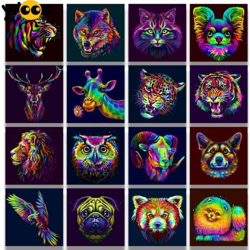 Full Square Diamond Painting Cross Stitch 5D Embroidery Cartoon Color Animals Diamond Mosaic Rhinestone Home Decor Gift TA21