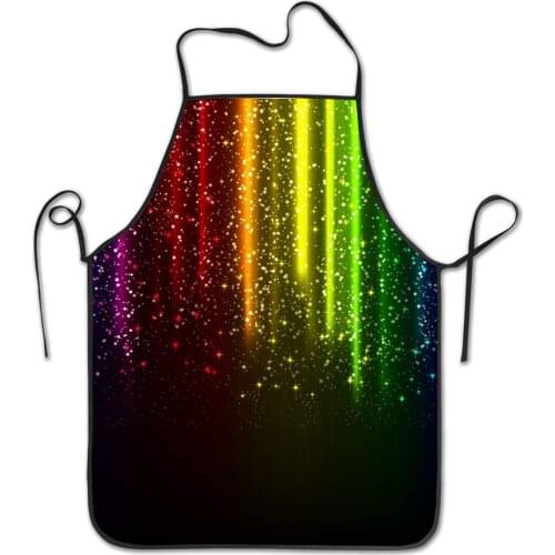 Rainbow Glitter Adjustable Bib Apron - Washable Unisex Cooking Kitchen Aprons for Chef