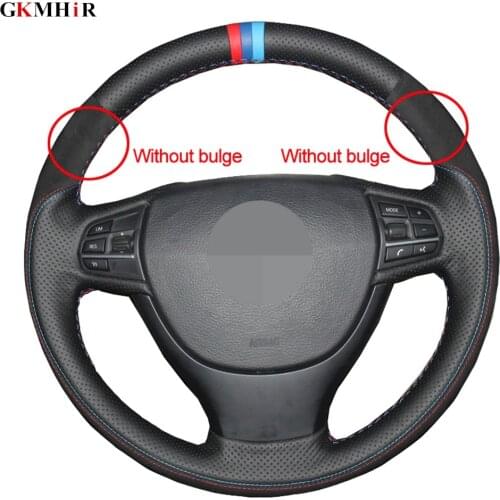 Hand-stitched Car Steering Wheel Cover Black Suede For BMW F10 F07 (GT) 2009-2017 F11 (Touring) 2010-2017 F01 F02 2008-2015