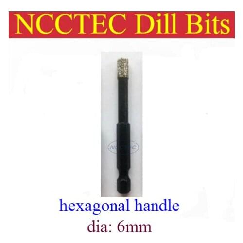 [hexagonal handle ] 6mm diameter NCCTEC Diamond Vacuum Brazing brazed Core Bits CD6VBSH FREE shipping|0.23'' 1/4'' drill tools