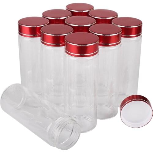 15 Pieces 80ml Glass Bottles with Red Lids 37*100mm Spice Jars Glass Jars Glass Containers Candy Jars for Wedding DIY Craft