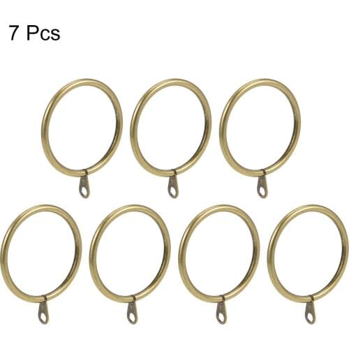 Uxcell 7Pcs Curtain Rings Metal 45mm Inner Dia Drapery Ring for Curtain Rods Bronze for Holding Curtains and Window Curtains