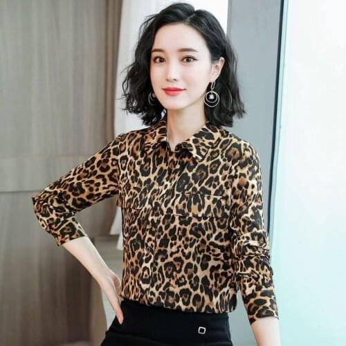 Women Blouse Autumn Leopard Dress Womens Chiffon Blouse Shirt Womens Cardigan Blusas Ropa De Mujer