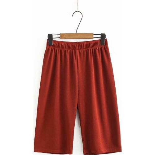 Plus size Solid color loose women knitted pants 2021 new summer casual ladies wide leg pants female knee length trousers