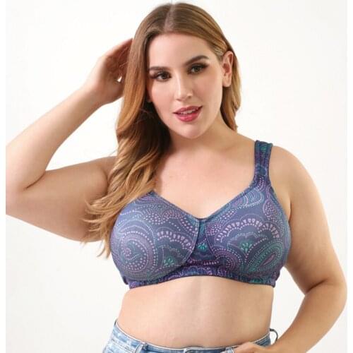 Melansheng Satin Smooth Cup No Wire Full Coverage Floral Plus Size Womens Bra Full Cup High Supportive Big Size T-Shirt Bra D