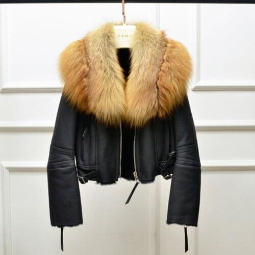 Women Coat Winter High Quality 2021 New Short Clothes Slim Genuine Sheepskin Jacket Natural Real Fur Big Collar Thick Warm