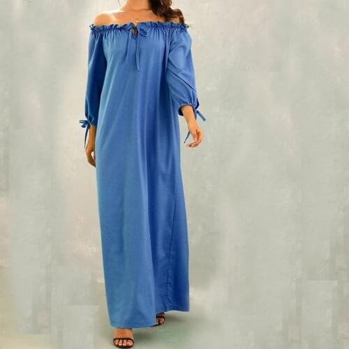 Plus Size 3XL Casual Dresses 2021 Spring Autumn Women Long Sleeve Slash Neck Loose Dress Big Size Female Fashion Clothing