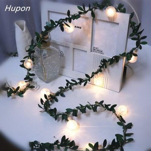 1.5M 3M 6M Artificial Leaf Rattan Flower Vine Fake Plants Crystal Ball Led String lights for Home Wedding Decoration Garland