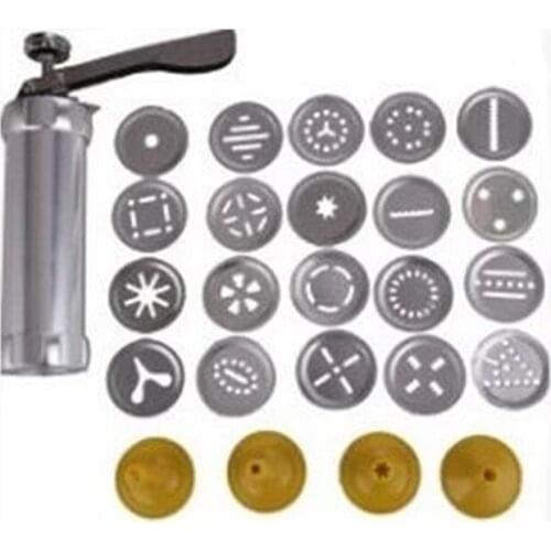 1set = 20 Molds + 4 Nozzles Stainless Cookies pressure aluminum gun squeeze Pastry tips baking tool kitchen accessories