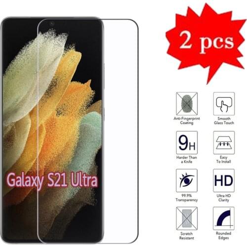 2-1Pc Glass For Samsung Galaxy S21 Ultra SM-G998 Case Screen Explosion Proof Protector Film Cover On For Samsung S21 Ultra Glass