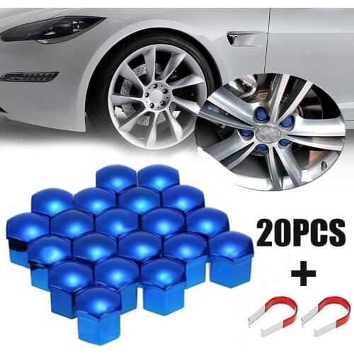 20Pcs Car Wheel Nut Cap Auto Hub Screw Cover 17mm Bolt + Removal Tool Rims Exterior Decoration Hub Nut